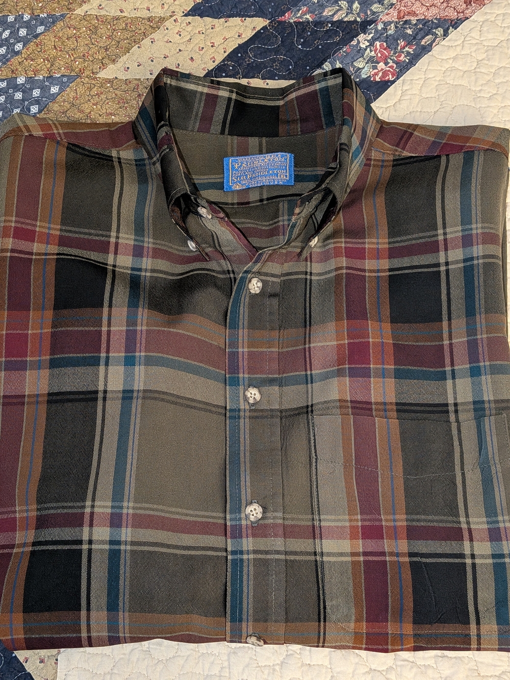 Pendleton Sir Pendleyon Line Multicolor Plaid Button-Down Wool shirt Men's XL